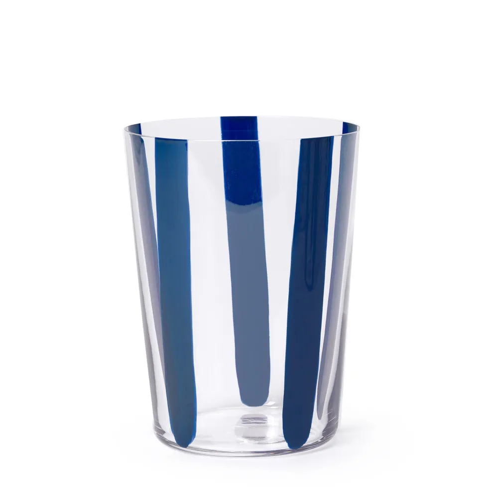 Clearance Nova Stripe Navy 500ml (Set of 4) Glassware | Get It In Time For Christmas