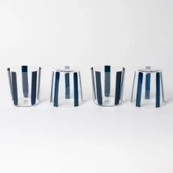 New Nova Stripe Navy 360ml (Set of 4) Glassware | Get It In Time For Christmas
