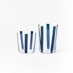 New Nova Stripe Navy 360ml (Set of 4) Glassware | Get It In Time For Christmas