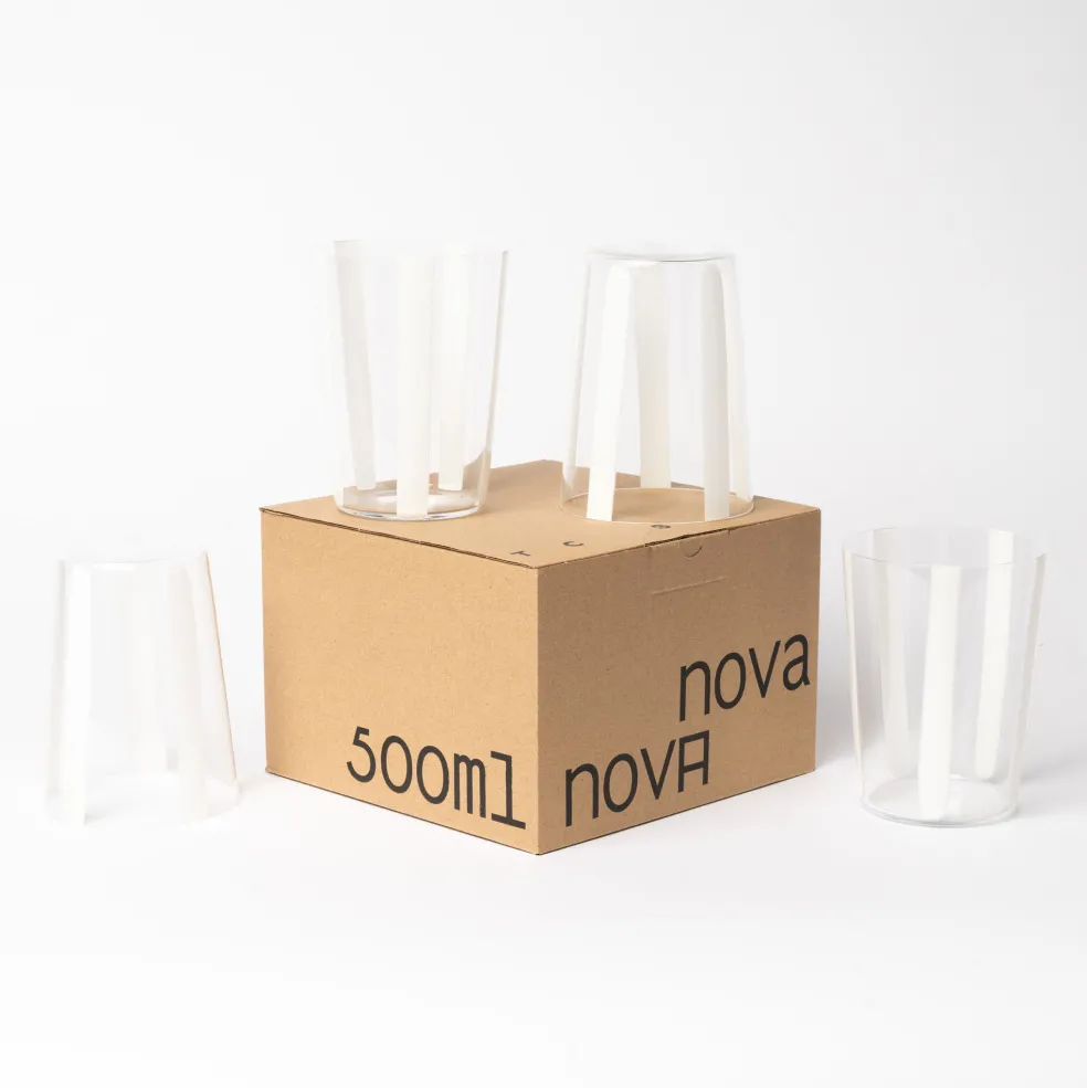 Shop Nova Stripe White 500ml (Set of 4) Glassware | Get It In Time For Christmas