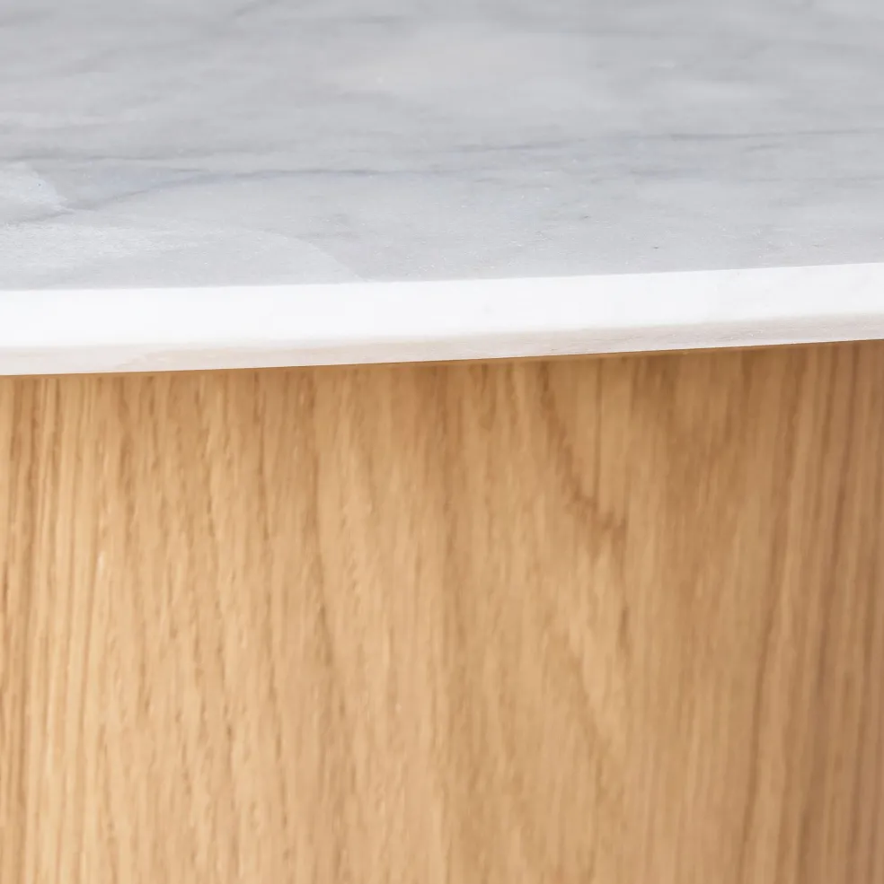 Online Orbit Coffee Table Oak & White Marble Coffee & Side Tables