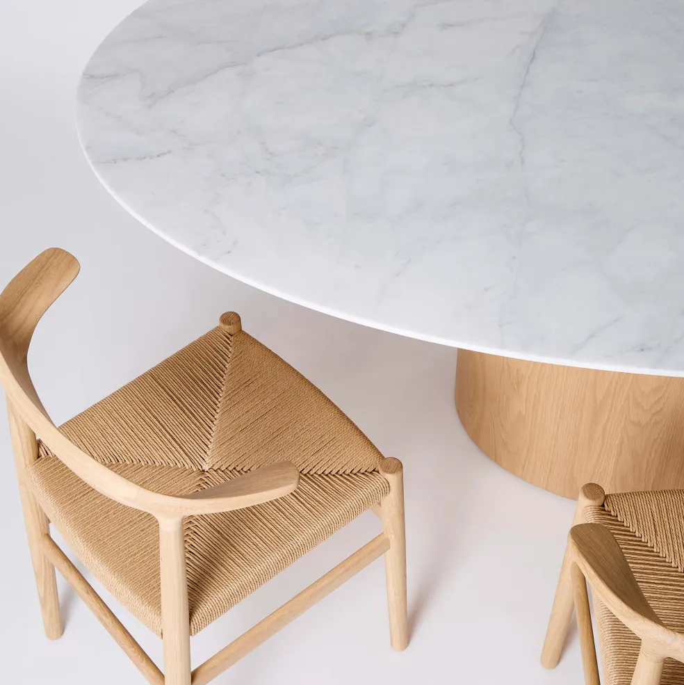 Cheap Orbit Dining Table Oak & White Marble Dining Tables
