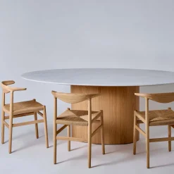 Cheap Orbit Dining Table Oak & White Marble Dining Tables