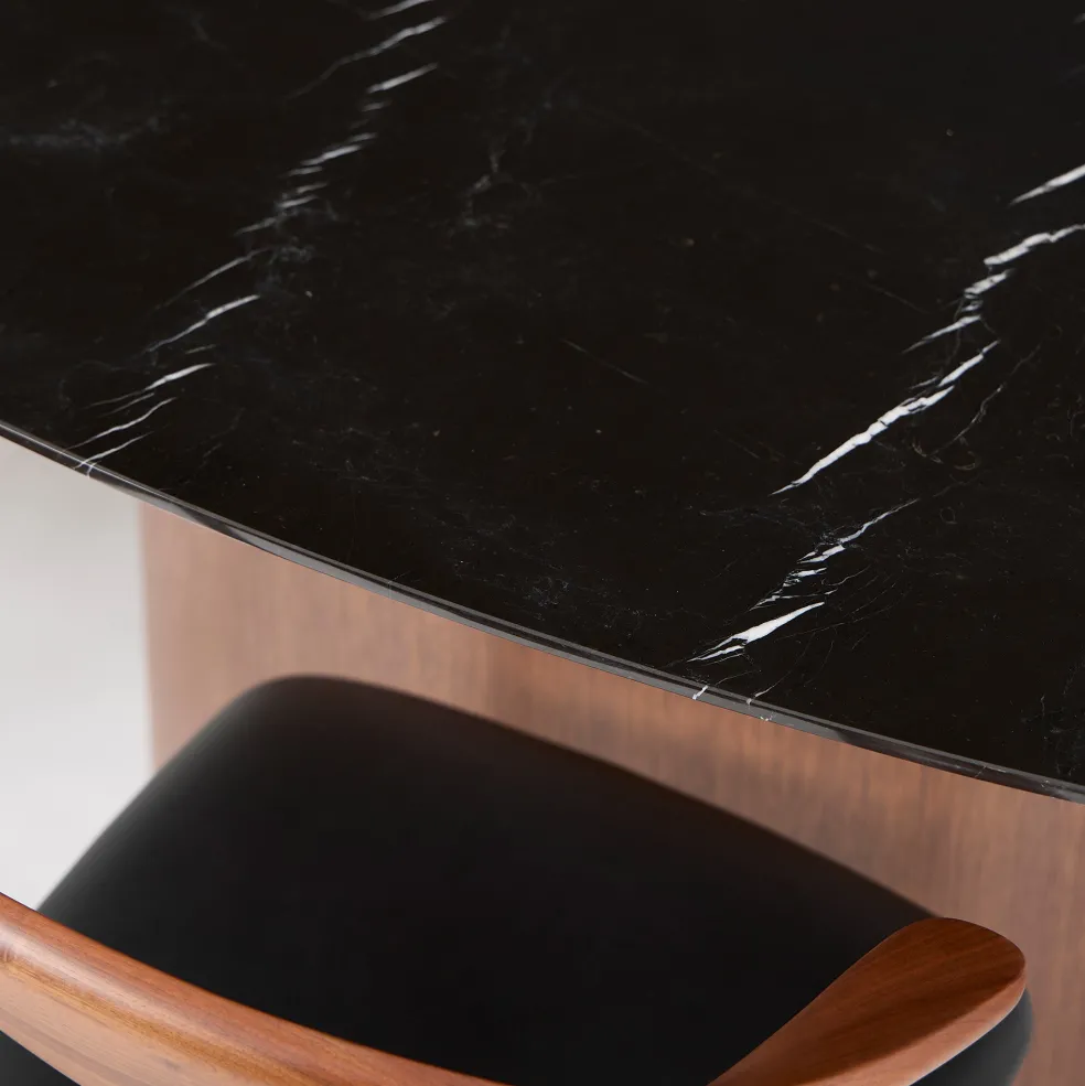 Cheap Orbit Dining Table Walnut & Black Marble Dining Tables