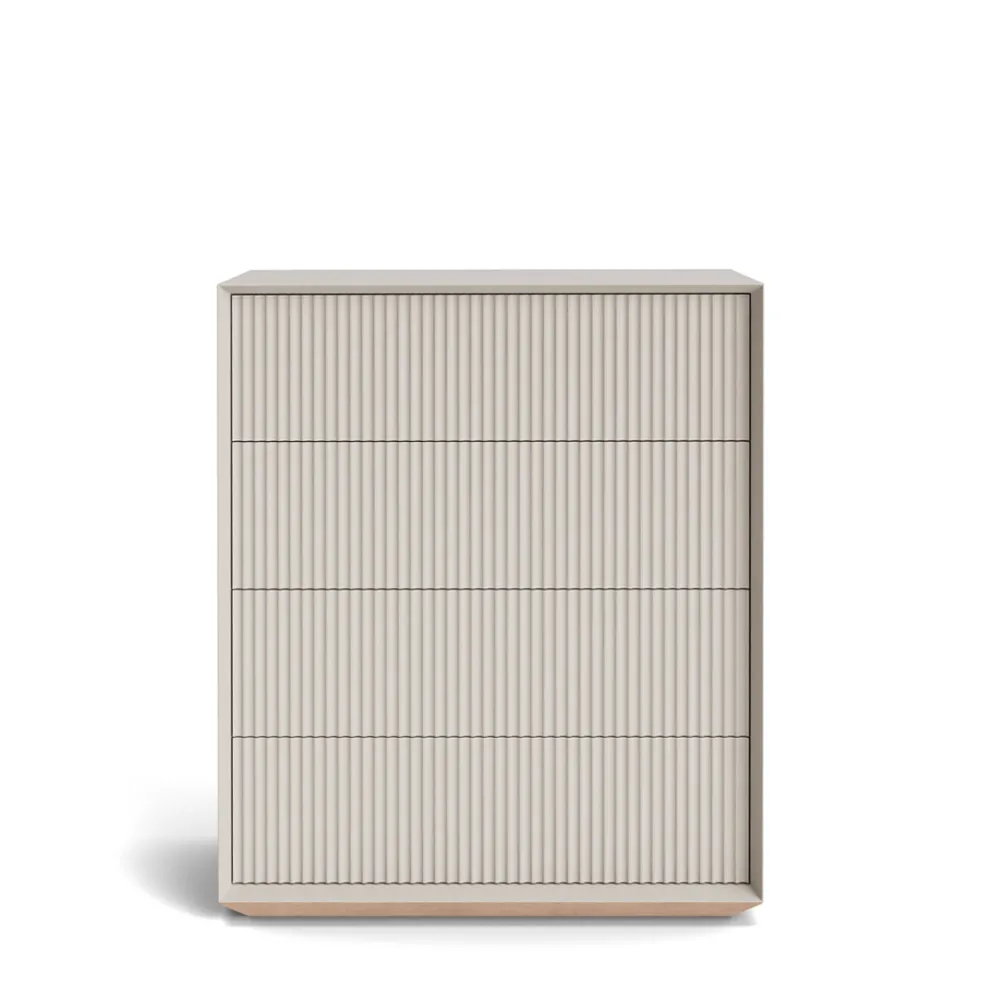 Fashion Pillar 4 Drawer Chest Stone In Stock | Bedroom Furniture