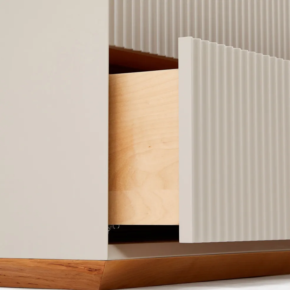 Fashion Pillar 4 Drawer Chest Stone In Stock | Bedroom Furniture