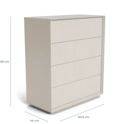 Fashion Pillar 4 Drawer Chest Stone In Stock | Bedroom Furniture