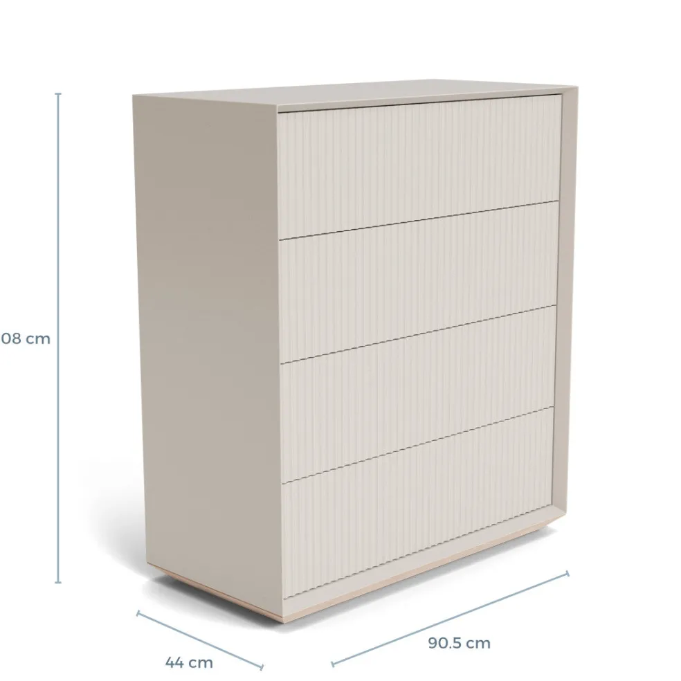 Fashion Pillar 4 Drawer Chest Stone In Stock | Bedroom Furniture
