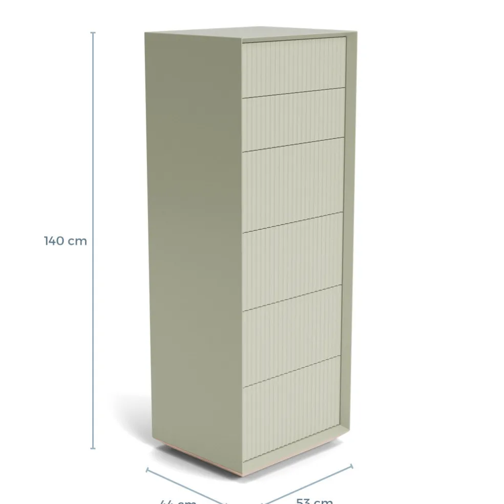 Best Pillar 6 Drawer Tallboy Lichen In Stock | Bedroom Furniture