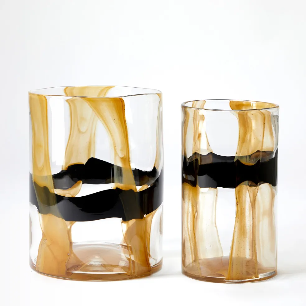 Online Serenity Column Vase Black & Sand 26cm Vases