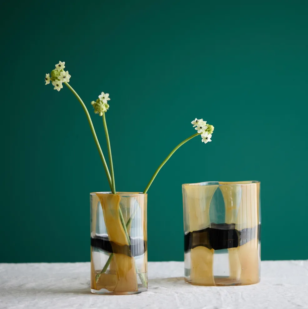 Online Serenity Column Vase Black & Sand 26cm Vases