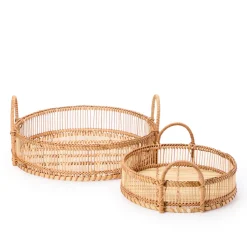 Online Set of 2 Rattan Trays Utility | Trays