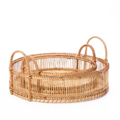 Online Set of 2 Rattan Trays Utility | Trays