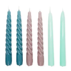 Flash Sale Set of 6 Twist & Straight Candles Tonal 20cm Candles, Holders & Diffusers | Gifts Under £50