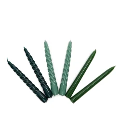 Store Set of 6 Twist & Straight Candles Green 20cm Candles, Holders & Diffusers | Gifts Under £50