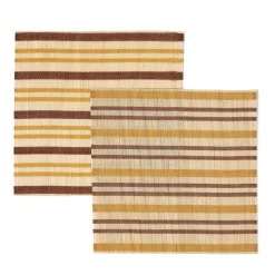 Best Stripe Bamboo Square Placemats Set of 2 Crimson & Taffy Placemats & Coasters | Table Settings