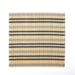 New Stripe Bamboo Square Placemats Set of 2 Navy & Grey Placemats & Coasters | Table Settings