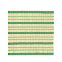 Outlet Stripe Bamboo Square Placemats Set of 2 Moss Green & Bottle Green Placemats & Coasters | Table Settings