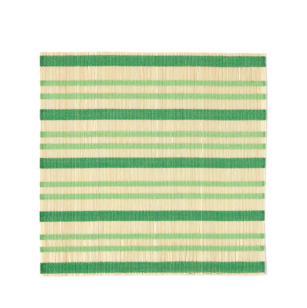 Outlet Stripe Bamboo Square Placemats Set of 2 Moss Green & Bottle Green Placemats & Coasters | Table Settings