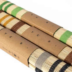 Best Stripe Bamboo Square Placemats Set of 2 Crimson & Taffy Placemats & Coasters | Table Settings
