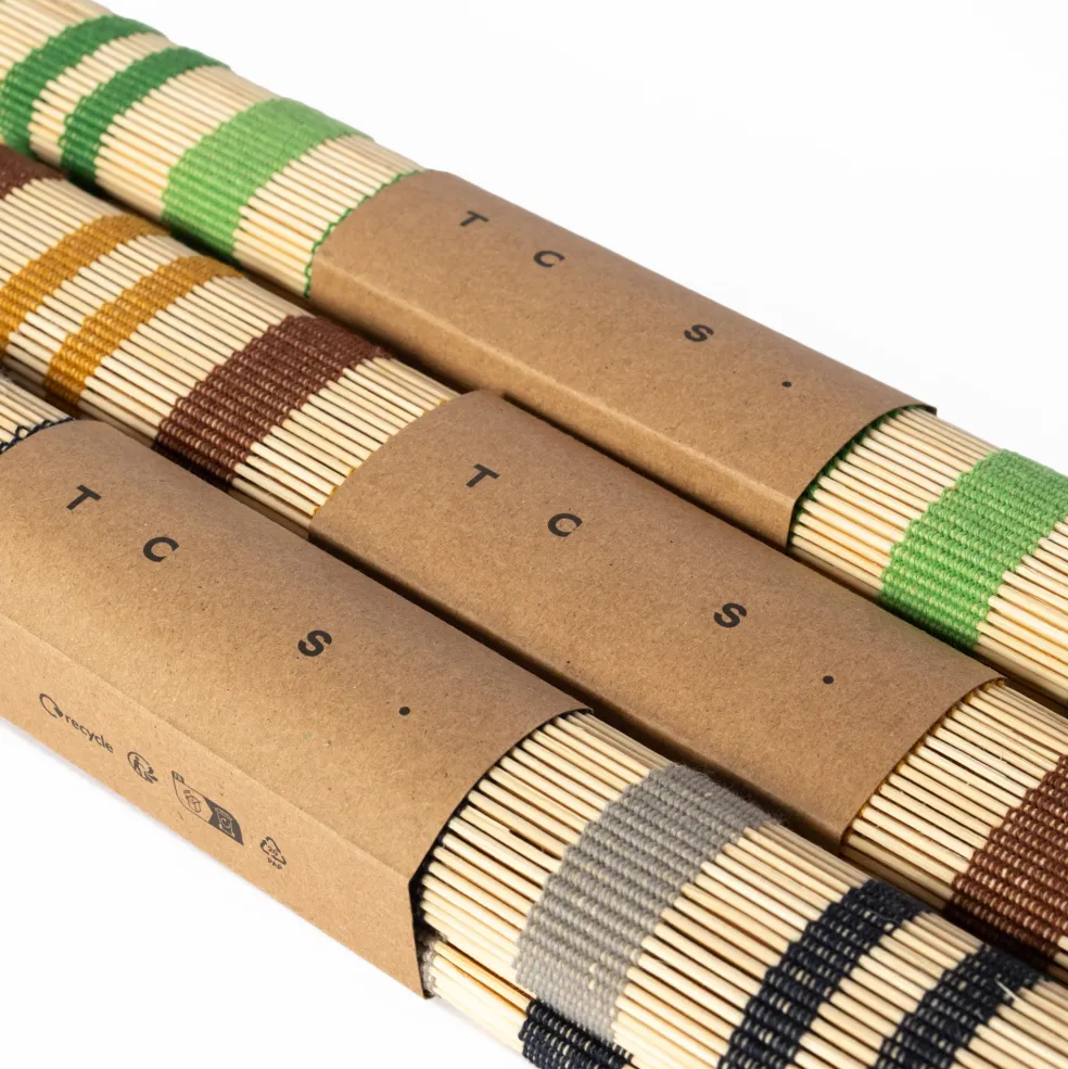 Outlet Stripe Bamboo Square Placemats Set of 2 Moss Green & Bottle Green Placemats & Coasters | Table Settings