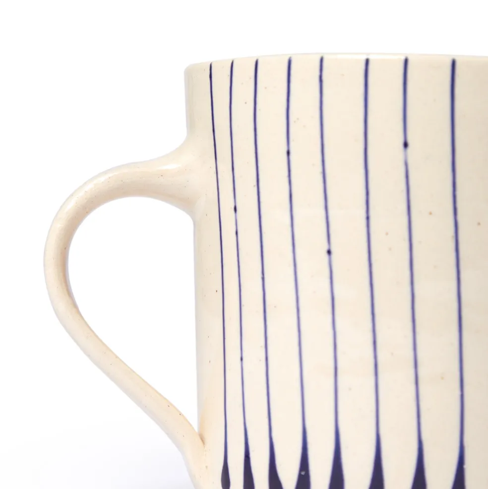 Outlet Stripe Breakfast Mug Blue Mugs, Cups & Jugs | Gifts Under £50