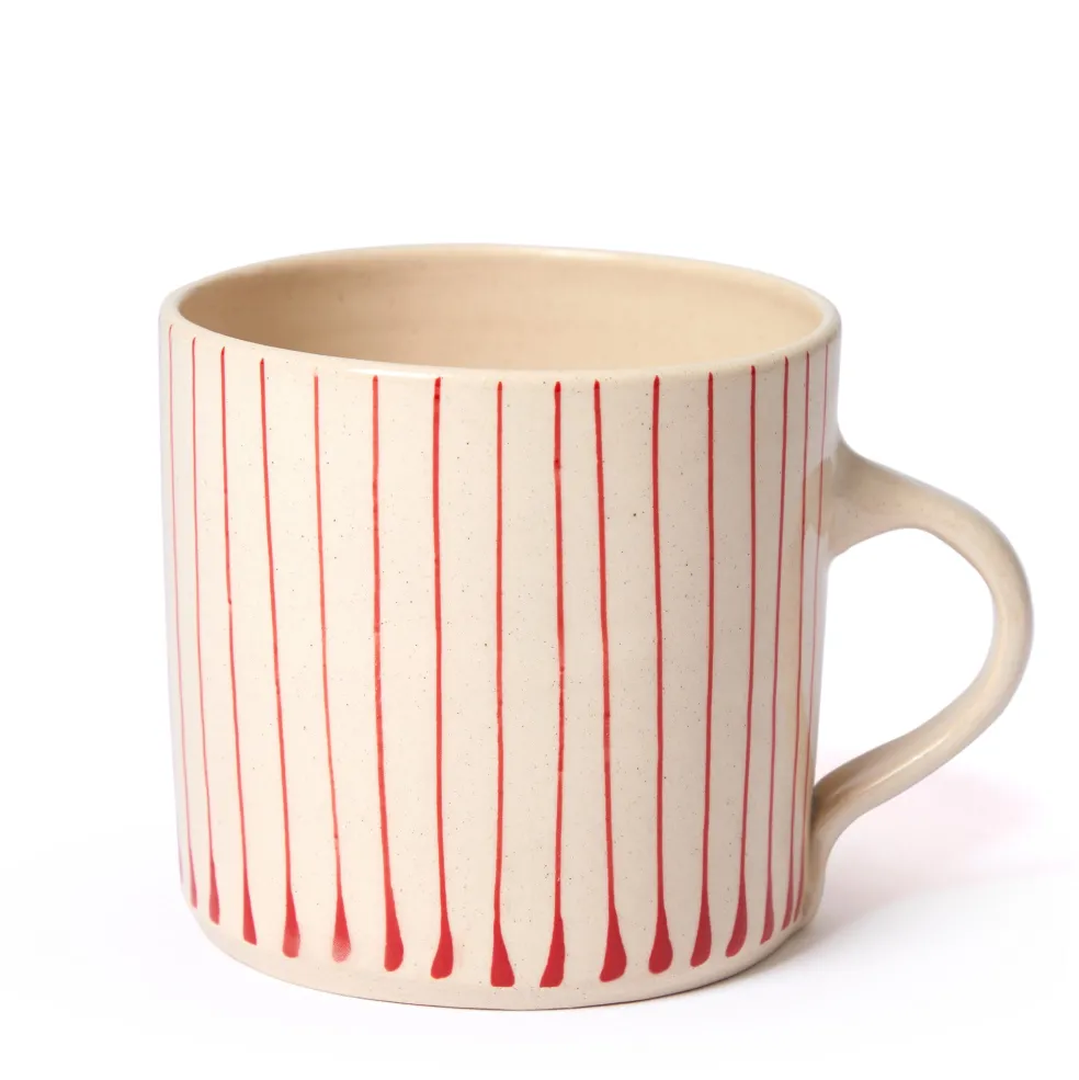 Outlet Stripe Breakfast Mug Red Mugs, Cups & Jugs | Gifts Under £50