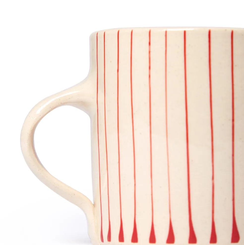 Outlet Stripe Breakfast Mug Red Mugs, Cups & Jugs | Gifts Under £50