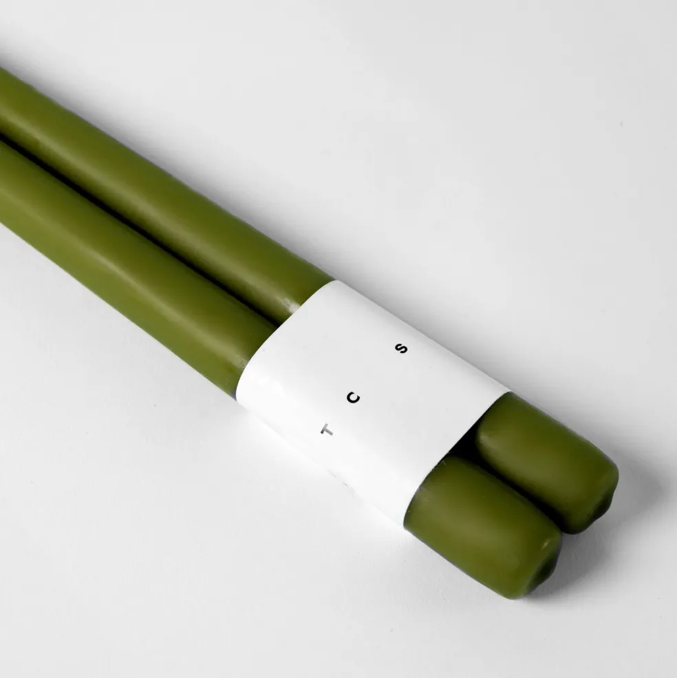 Sale Taper Candle Pair Olive 30cm Candles, Holders & Diffusers