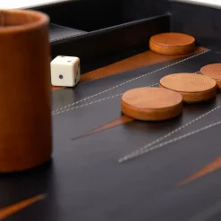 Online Tavla Leather Backgammon Set Black Games & Entertaining | Luxury Gifts