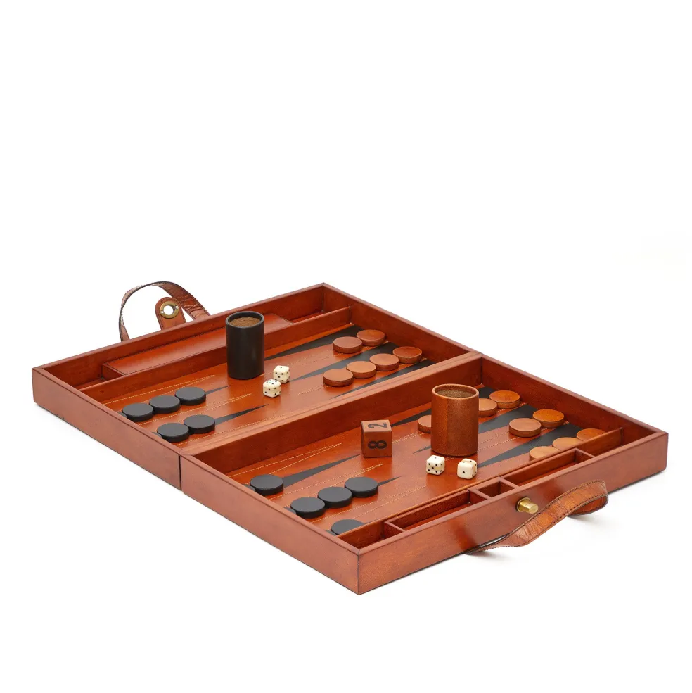 Hot Tavla Natural Leather Backgammon Set Luxury Gifts | Games & Entertaining