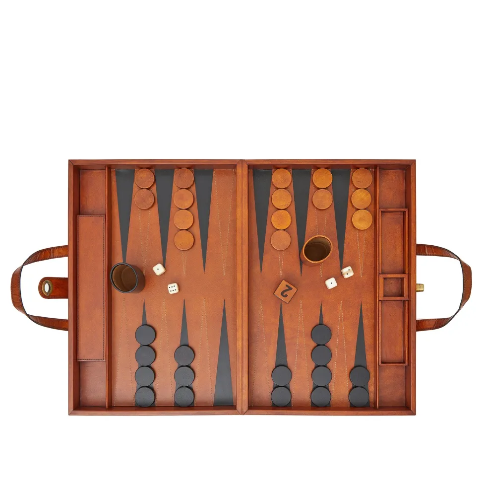 Hot Tavla Natural Leather Backgammon Set Luxury Gifts | Games & Entertaining