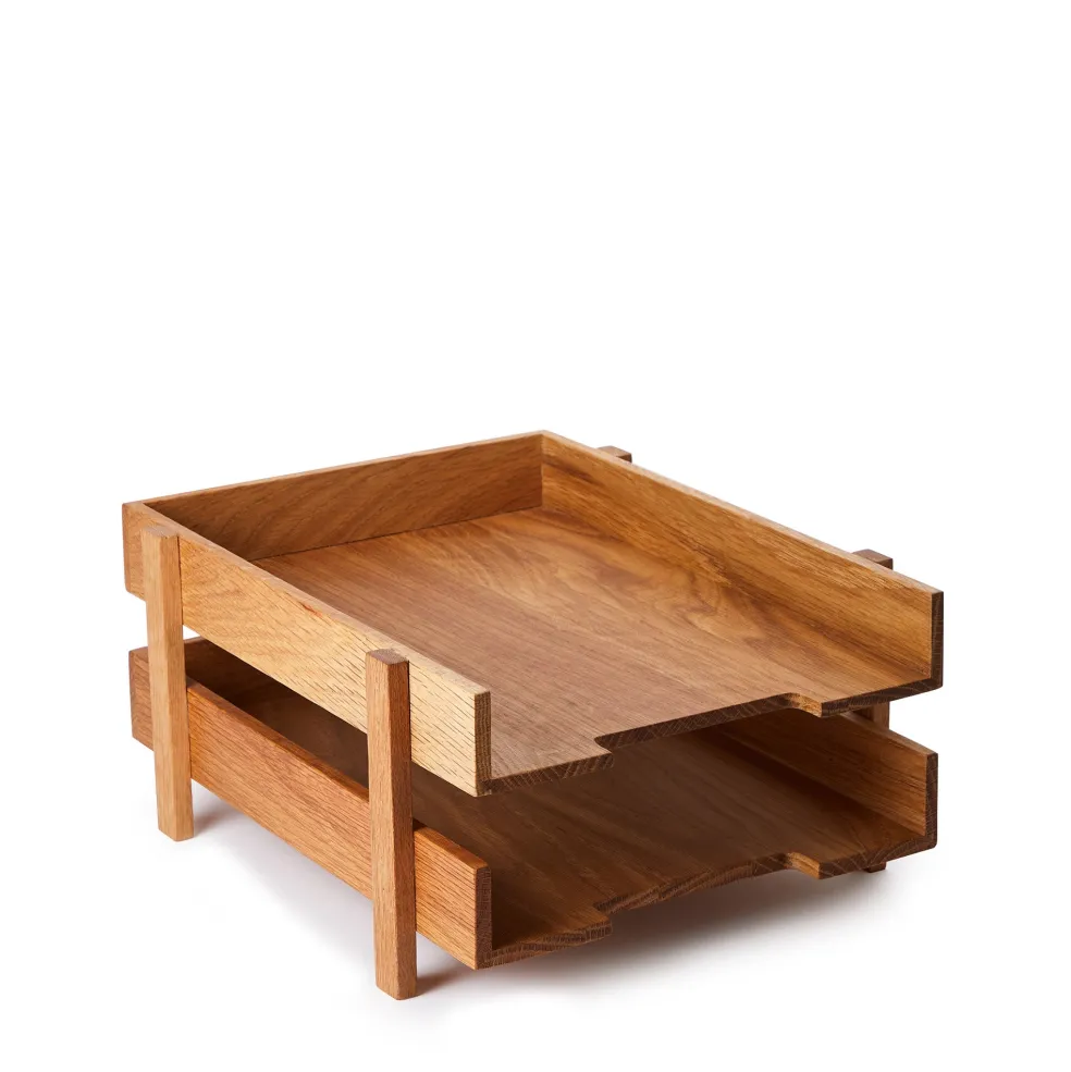 Hot Vidar Stacked Desk Tray Oak Utility | Desk Accessories