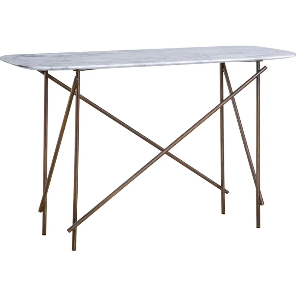 Fashion Workshop Low Console Table Marble & Bronze In Stock