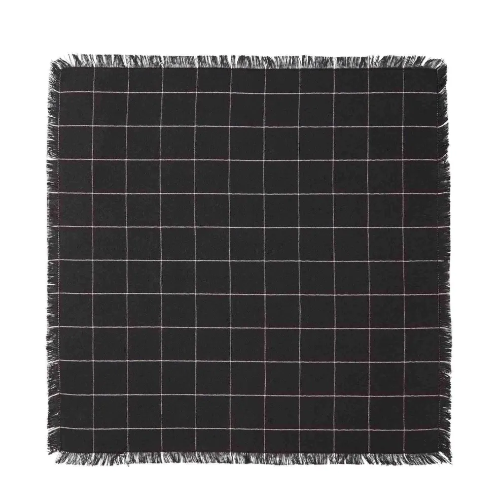 Clearance Woven Check Linen Napkin Black 45 x 45cm Napkins | Get It In Time For Christmas