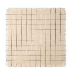 Fashion Woven Check Linen Napkin Oyster 45 x 45cm Napkins