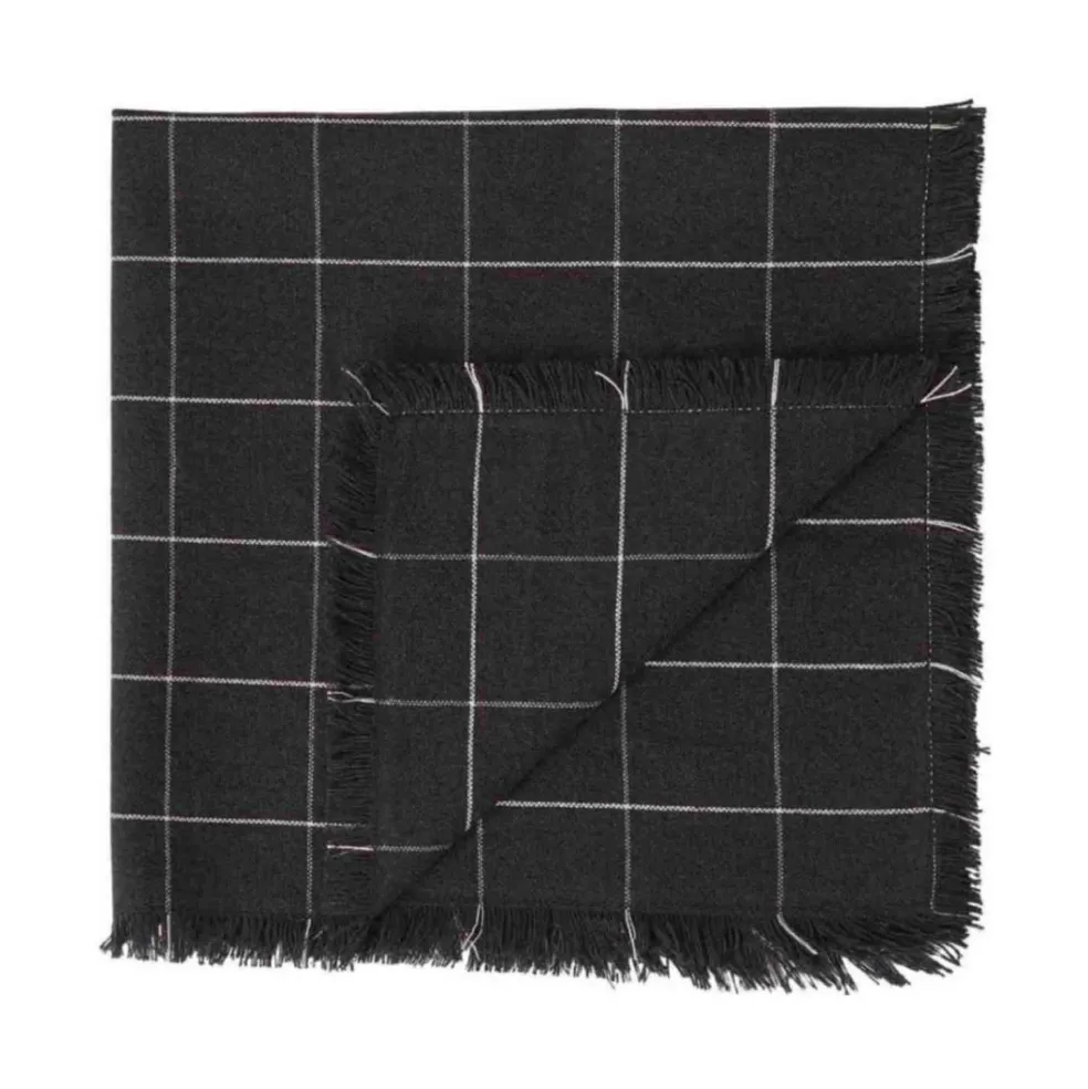 Clearance Woven Check Linen Napkin Black 45 x 45cm Napkins | Get It In Time For Christmas