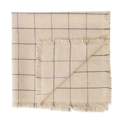 Fashion Woven Check Linen Napkin Oyster 45 x 45cm Napkins