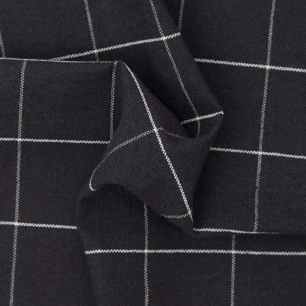 Clearance Woven Check Linen Napkin Black 45 x 45cm Napkins | Get It In Time For Christmas