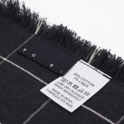 Clearance Woven Check Linen Napkin Black 45 x 45cm Napkins | Get It In Time For Christmas