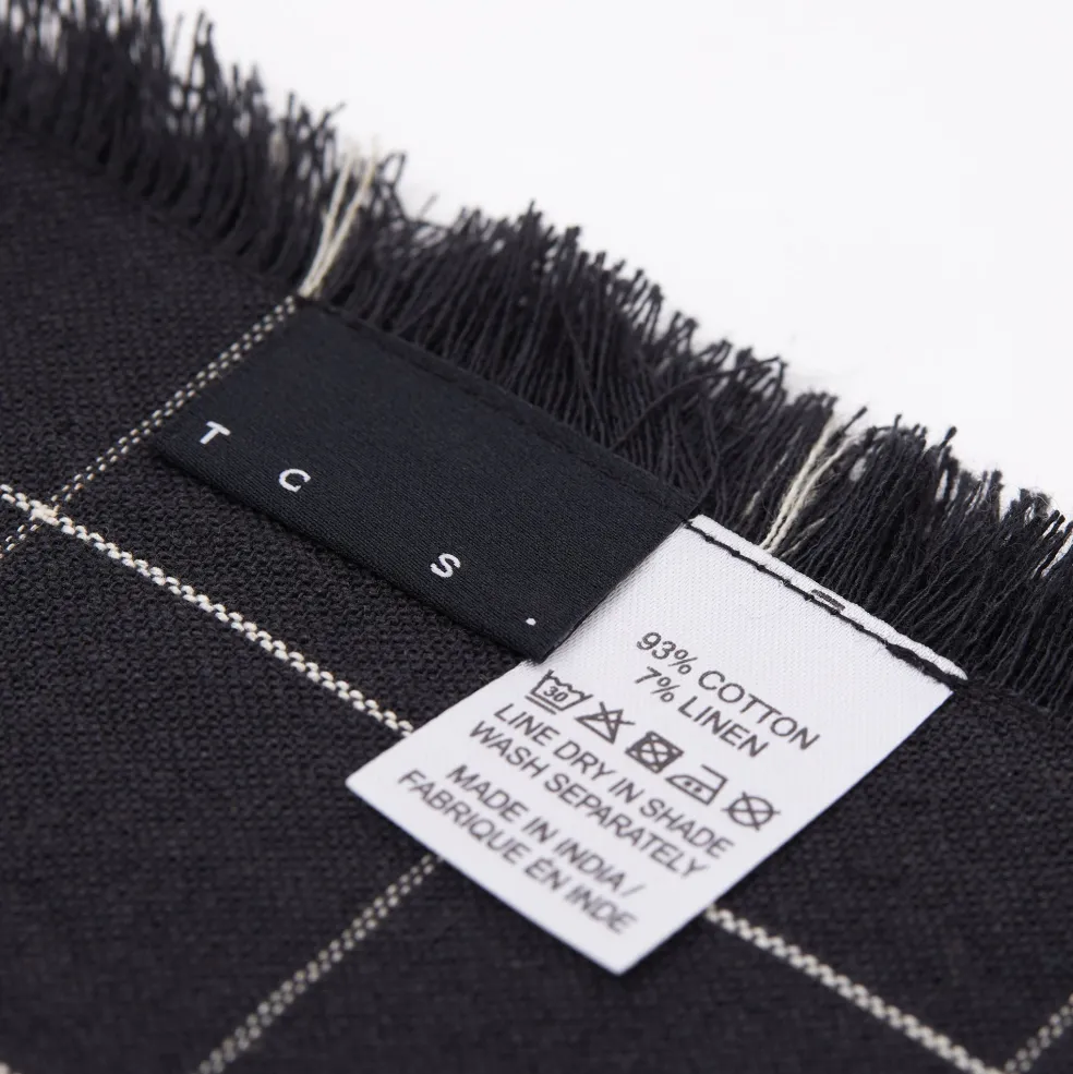 Clearance Woven Check Linen Napkin Black 45 x 45cm Napkins | Get It In Time For Christmas