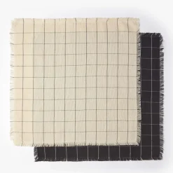 Clearance Woven Check Linen Napkin Black 45 x 45cm Napkins | Get It In Time For Christmas