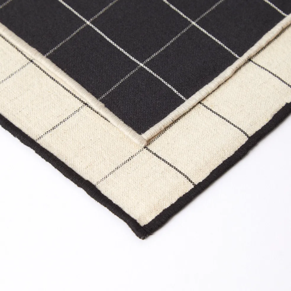 Store Woven Check Rectangular Placemat Black 40 x 30cm Placemats & Coasters | Table Settings