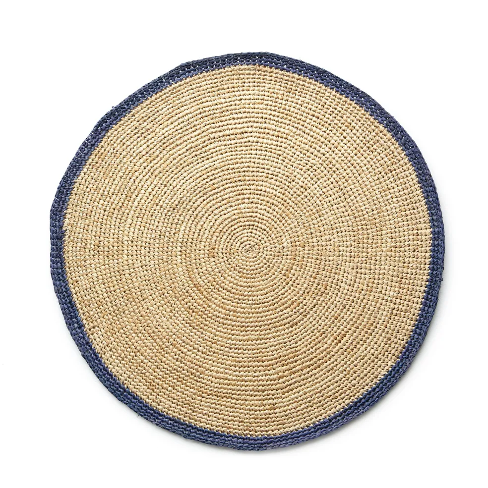 Hot Woven Round Placemat Blue & Natural 38cm Placemats & Coasters | Table Settings
