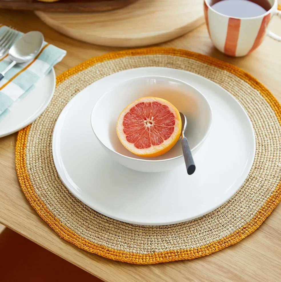 Best Woven Round Placemat Mustard & Natural 38cm Placemats & Coasters | Table Settings